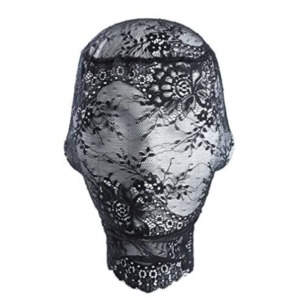 2052 Lace Full Face Masquerade Mask Mesh Headwear Rave Hollow Out Head